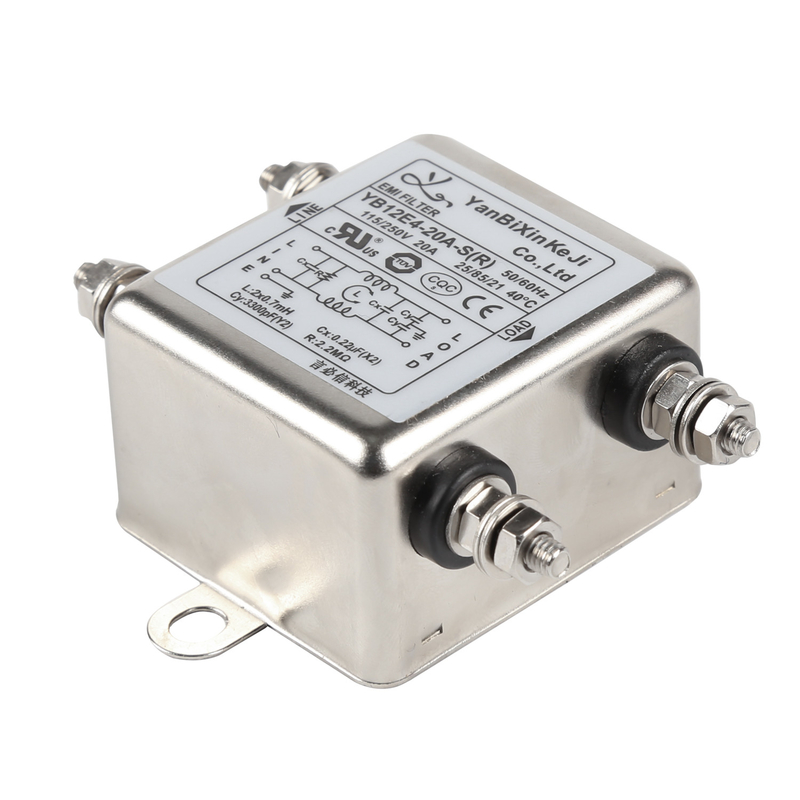 فیلتر تک فاز ترمینال M4 اسکرو فیلتر 150KHz-30MHz یک مرحله ای EMI