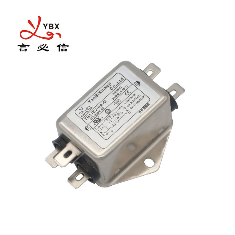 YB11E2-6A-Q فیلتر پایین گذر EMI پایانه های سریع خروجی پایه سطحی / پایه پیچ