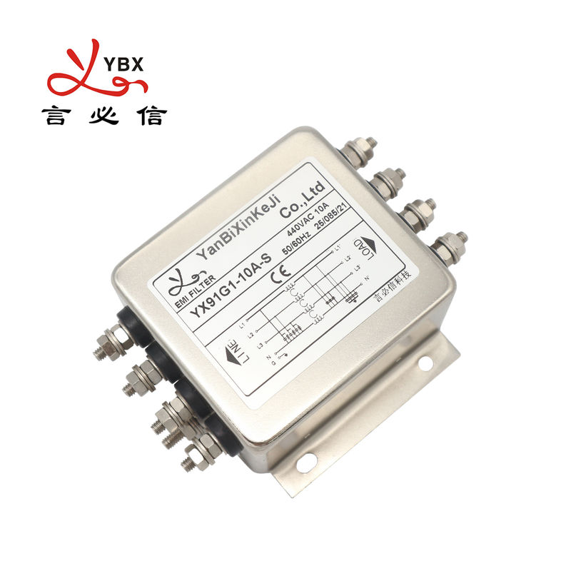 380V ~ 440V 10A سه فاز فیلتر M4 پیچ EMI / EMC فیلتر برای درایو