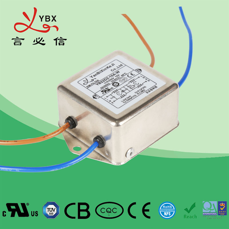 فیلتر نویز برق متناوب 10A 2.5KW فیلتر تک فاز EMI برای لوازم خانگی YB12D2